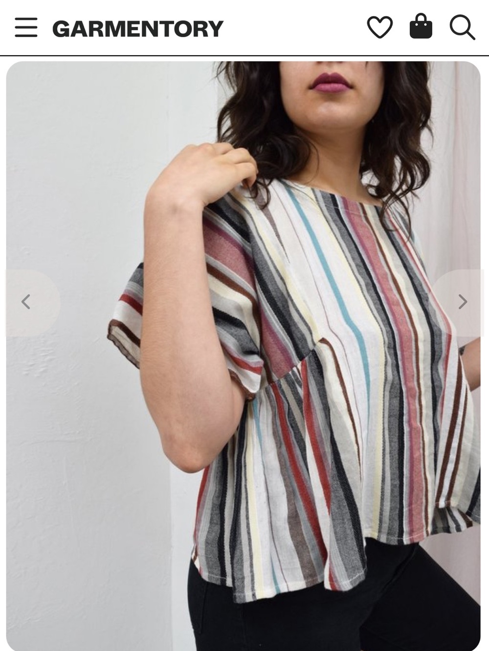 The Odells Puglia Striped Peplum Blouse Top Multicolor Boho